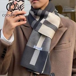 Scarves Winter Men Scarf Keep Warm Scarf Casual Fashion Brand Designers Knit Neckerchief Patchwork Wool Cashmere Scarf Shawl Wrap AC2228 230907