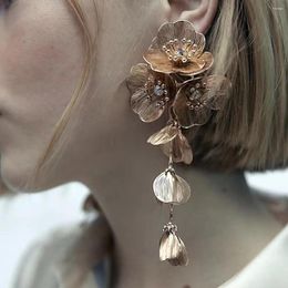 Dangle Earrings Brand Handmade Flowers For Women Fashion Jewelry Exaggerated Evening Dress Statement Accessories