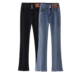 Jeans Women Solid Blue Sexy Slimhigh Waist Jean Simple Ladies Full Length Cowboy Denim Flared Pants Autumn Clothes CHD2309082 skynorthface