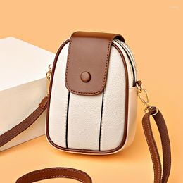 Evening Bags 2023 Vintage Mobile Phone Holder Shoulder Bag Mini Makeups Organiser Tote Female PU Leather Crossbody Double Zipper