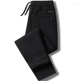 Men's Pants Corduroy Pencil Autumn Winter Men Thicken Solid Loose Elastic Trousers Mid-Waist Striped Drawstring Male Leggings