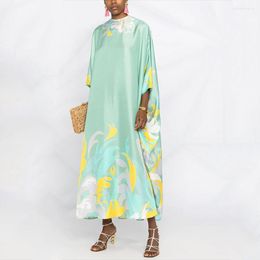 Casual Dresses CINESSD 2023 Women's Middle East Ethnic Print Robe Summer Round Neck Loose Dress