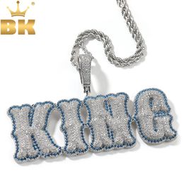 Pendant Necklaces THE BLING KING Custom Bubble Letters Two Tone Pendant Micro Paved Cubic Zirconia Personalised NamePlate Necklace Hiphop Jewellery 230908