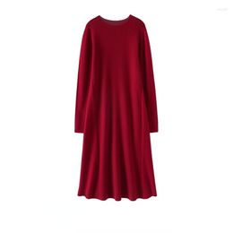 Casual Dresses Luxurious Cashmere Sweater Maxi Dress Women Design Thick LOOSE O-Neck Long Sleeve Birthday For A-LINE Ankle-Length