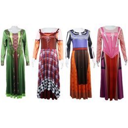 Cosplay Hocus Pocus Costume Donna Adulto Winifred Sanderson Cosplay Sarah Mary Sorelle Costume da strega Halloween Carnevale Outfit Dress 230908