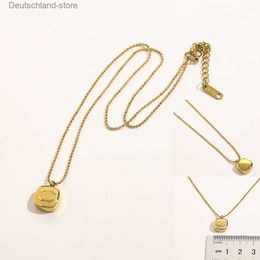 Pendant Necklaces Never Fading 14K Gold Plated Luxury Brand Designer Pendants Stainless Steel Double Letter Choker Necklace Beads Q230908