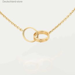 Pendanthalsband High Edition Classic Design Love Necklace For Women Girls Double Loop Charms 316L Titanium Steel Wedding Jewelry Collier Collier Q230908