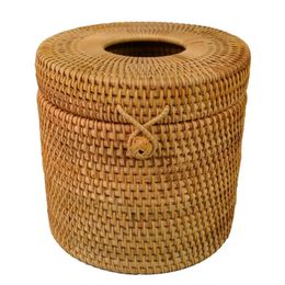 Round Rattan Tissue Box Vine Roll Holder Toilet Paper Cover Dispenser For Barthroom Home el And Office240E