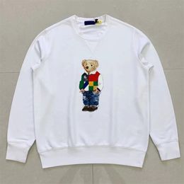 Printed Bear Sweater Men's Youth Autumn Cotton Pullover Round Neck T-shirt Long Sleeve Shirt American Standard Casual Top284p