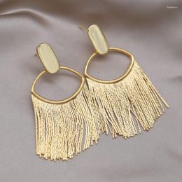 Dangle Earrings Korean Design Fashion Jewellery 18K Gold Plating Luxury Metal Tassel Pendant Modern Women's Evening Accessories