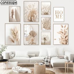 Grass Art Poster Dandelion Flower Canvas Painting Beige Landscape Art Prints Canvas Painting Board Nordic Wall Pictures Living Room Decorr L01