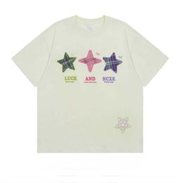 Deeptown Hippie Vintage Star Beige T-shirts Women Harajuku Fashion Oversize Letter Short Sleeve Top Kpop Streetwear Casual Tops