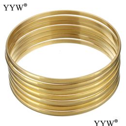 Bangle Fashion Roman Style Stainless Steel Gold Colour Lover Charm Bracelet For Women Brand Wide Cuff 7Pcsset 230215 Drop Delivery Jewe Dhd04