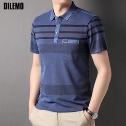 Men's Polos Top Grade Washingprocess Print Designer Summer Mens Polo Shirts Short Sleeve Striped Casual Tops Fashions Men Clothing 230907