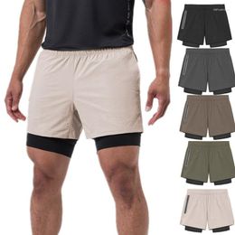 Running Shorts Men Fitness Bodybuilding Workout Male Breathable 2 In 1 Double-deck Quick Dry Sportswear Jogger Summer Beach