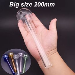 Big Large Pyrex Glass Oil Burner Pipes 80mm 200mm Lenght Glass Tube Oil Nails Smoking Pipes for Dab Rig Bong Cheapest LL