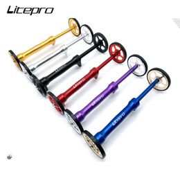 Bike Handlebars Components Litepro 1 Pair Easy Wheel Rod for Brompton Rear Cargo Rack Easywheel Telescopic 230907