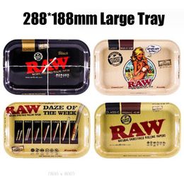 288*188mm Raw Cartoon Rolling Tray Metal Cigarette Smoking Large Trays Dry Herb Tobacco Plate Case Storage Machine Tool Gift