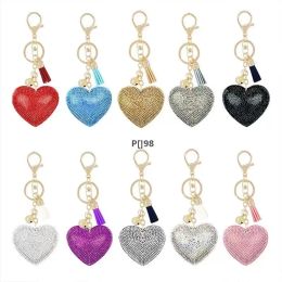 New Fashion Keychain Creative Keyring Diamond Velvet Alloy Keychain Bag Pendant Peach Heart Bear Christmas Accessories Gift Keychain 908