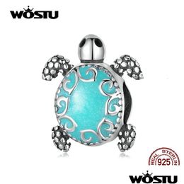 Charms Wostu 100% 925 Sterling Sier Longevity Sea Turtle Charm Bead Fit Original Diy Bracelets Bangle Fine Birthday Jewellery Present Dr Dhvzf