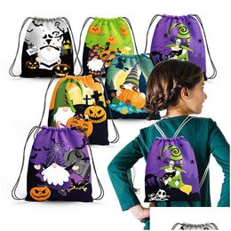 Storage Bags Halloween Candy Bag Children Decoration Candys Backpack Cartoon Printed Bouquet Pocket Creative Gift Drop Deliv Dhgarden Dhvw6