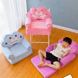 Baby Kids Cartoon Crown Seat Plush Toy stools Mat Children Backrest Chair Neat Toddler Boy Girl Foldable Sofa Gifts202i