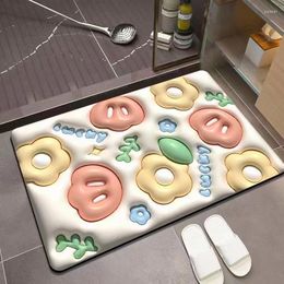 Bath Mats Bathroom Mat Floral Three-dimensional Carpet Technology Cloth Absorbent Non-slip Soft Toilet Entry Door