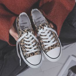 Dress Shoes Leopard Print High Top Canvas Shoes Harajuku Sneakers Fashion Lace-up All-match Flat Shoes Women Classic Streetwear 230907