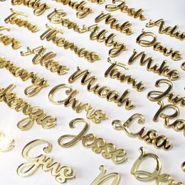 Other Event Party Supplies 20Pcs Personalised Engraved Wedding Name Place Cards Custom Wedding Birthday Party Laser Cut Name Plate Setting Table Decor 230907