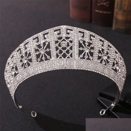 Hair Jewellery Baroque Sier Colour Crystal Queen Big Crown Bridal Tiara Women Beauty Pageant Diadem Accessories 220831 Drop Delivery Hai Dhl7G