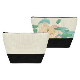 DHL100pcs Cosmetic Bags Sublimation DIY White Blank Linen Two Color Patchwork Trapezium Shaped Storage Bag Mix Style