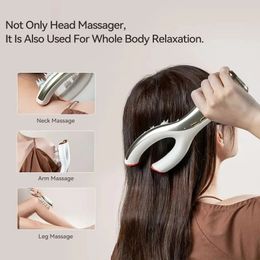 Head Massager EMS Microcurrent Red Light Anti Hair Loss Vibrating Massage Nourish Scalp Shoulder Neck Relaxation Care Device 230907