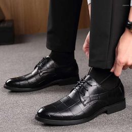 Dress Shoes Men's Formal Autumn Solid Color Pointed Toe Lace-up Soft Bottom Comfortable Casual Oxfords Zapatos Hombre De Vestir