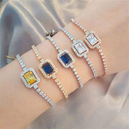 Choucong Brand Simple Fashion Jewelry Ins Wedding Bracelets 18K Rose Gold Fill White Princess Cut 5A Cubic Zircon Adjustable Women283G