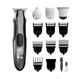 Cordless Hair Trimmer Cutter Kit 4 in 1 Hair Clippers Electric Razor Beard Grooming 3 Speeds T-Blade Detailer for Men P0817