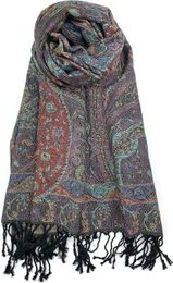 Scarves Plum Blossom Feather Tapestry Ethnic Paisley Pattern Cashmere ScarfLF2030908