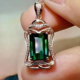 Pendant Necklaces High-end Fashion Rectangular Imitation Emerald Tourmaline Female