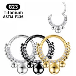 Helix Piercing Cartilage Hoop Nose Ring Titanium Septum Industrials Zircon Goth Tragus Body Clicker Earrings Woman Sexy Jewellery