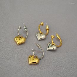 Dangle Earrings Korean Gold And Silver Colour Contrast Brass Fashion Cool Fat Love 925 Needle Simple Female