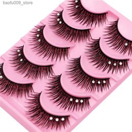 False Eyelashes 5 pairs Stage catwalk eyelash Colour flash drill performance Bushy three drill of fake eyelashes false lashes eye lashmakeup set Q230908