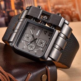 Wristwatches Oulm 3364 Casual Wristwatch Square Dial Wide Strap Mens Quartz Watch Luxury Brand Male Clock Super Big Men Watches mo299i