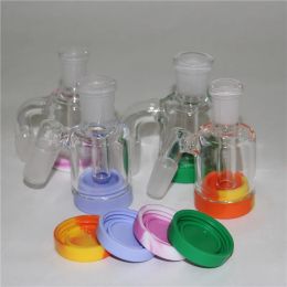 Smoking hookah 3.5 Inch Ash Catcher with 14mm 18mm 7ML Silicone Container Reclaimer Thick Pyrex Ashcatcher for Glass Water Bongs LL