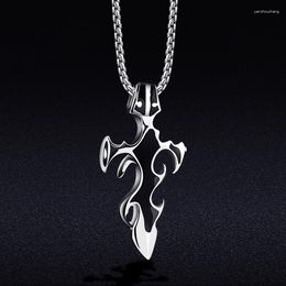 Pendant Necklaces Hip Hop Geometric Flame Men's Jewellery Accessories Silver Chain Punk Necklace Collares 2023