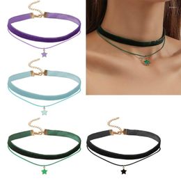 Choker Gothic Double Layers Chain Women Neck Star-shaped Pendant Necklace Fashion Collar Punk Jewellery