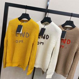 Designer clothes women wool knit sweater shirt crochet mujer top quality sexy sweaters letter logo latest design bottoming shirt w296D