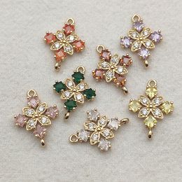 Charms Arrival 20x14mm 50pcs Cubic Zirconia Charm Flower Connector For Handmade Necklace/Earrings DIY Parts Jewelry Accessories 230907