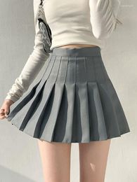 Skirts Pleated Mini Skirt Women Summer Girls Tennis Short Student Uniform White Black Grey Casual High Waist Solid