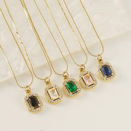 Choker Luxury Jewelry Gold Necklace For Women Heart Zircon Chokers Chain Vintage Gemstone Water Drop Stainless Steel Pendant Necklaces