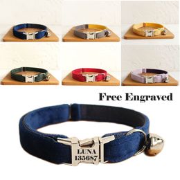 Dog Collars Leashes Personalized Cat Collar with Bell Engraving ID Tag Nameplate Kitten Collars Necklace Small Dogs Puppy Bulldog Chihuahua Yorshire 230908