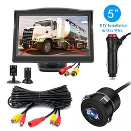 One Wire Easy Installation Car Rear View Backup Camera 5" Monitor For Vehicle Van Pickup Night Vision Reverse Parking System